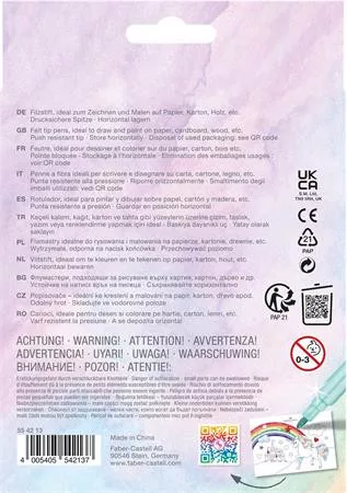 Filctoll készlet, FABER-CASTELL "Unikornis" 10 különböző szín + 3 csillámos