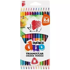   Színes ceruza készlet, kétvégű, háromszögletű, ICO "Süni", 24 különböző szín