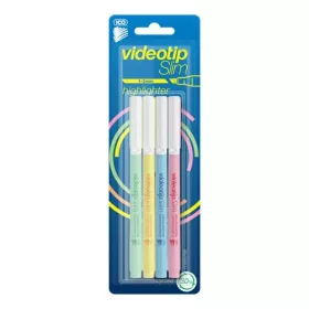   Szövegkiemelő készlet, 1-3 mm, ICO "Videotip Slim", 4 különböző pasztell szín
