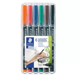   Alkoholos marker készlet, OHP, 0,6 mm, STAEDTLER "Lumocolor® 318 F", 6 különböző szín
