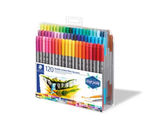 Filctoll készlet, 0,8/3,0 mm, kétvégű, STAEDTLER® "3200", 120 különböző szín