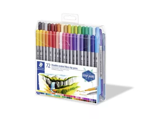 Filctoll készlet, 0,8/3,0 mm, kétvégű, STAEDTLER® "3200", 72 különböző szín