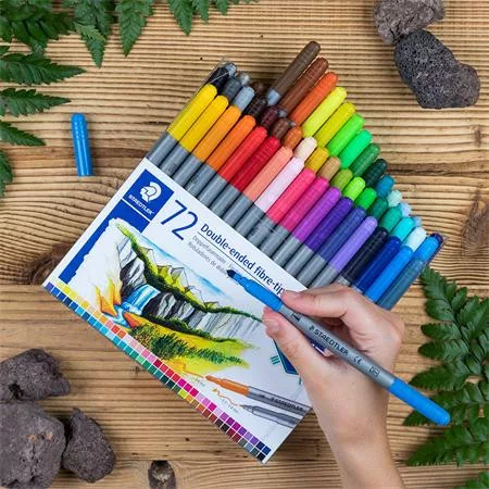 Filctoll készlet, 0,8/3,0 mm, kétvégű, STAEDTLER® "3200", 72 különböző szín