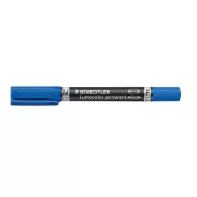   Alkoholos marker, 0,6/1,5 mm, kúpos, kétvégű, STAEDTLER "Lumocolor® duo 348", kék
