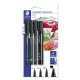 Alkoholos marker készlet, vegyes, STAEDTLER "Lumocolor® 60" 4 különböző vonalvastagság, fekete