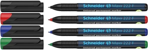Alkoholos marker készlet, OHP, 0,7 mm, SCHNEIDER "Maxx 222 F", 4 különböző szín