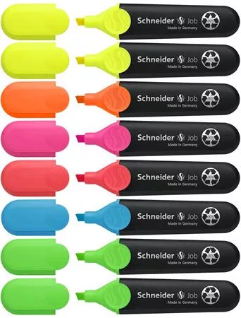 Szövegkiemelő készlet, 1-5 mm, SCHNEIDER "Job 150", 6+2 szín