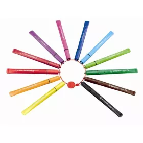   Filctoll készlet, 1 mm, STABILO "Cappi", 12 különböző szín