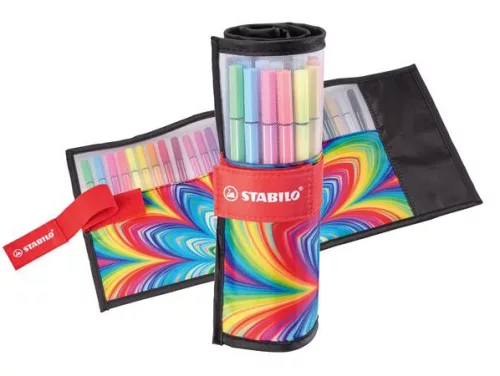 Filctoll, készlet, 1 mm, felcsavarható, STABILO "Pen 68 ARTY", 25 különböző színű