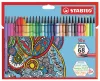 Filctoll készlet, 1 mm, STABILO "Pen 68", 30 különböző szín