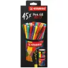 Filctoll készlet, hengeres fém doboz, 1 mm, STABILO "Pen 68 ARTY", 45 különböző szín