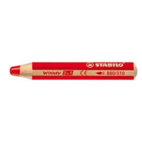   Színes ceruza, kerek, vastag, STABILO "Woody 3 in 1", piros