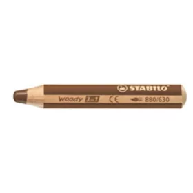   Színes ceruza, kerek, vastag, STABILO "Woody 3 in 1", barna