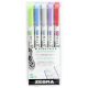 Szövegkiemelő készlet, 1,4/4,0 mm, kétvégű ZEBRA "Mildliner Cool & Refined" 5 szín