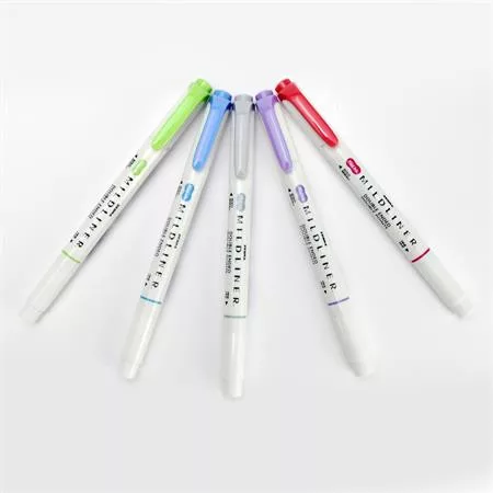 Szövegkiemelő készlet, 1,4/4,0 mm, kétvégű ZEBRA "Mildliner Cool & Refined" 5 szín