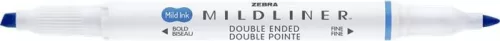 Szövegkiemelő, 1,0/3,5 mm, kétvégű ZEBRA "Mildliner Cool & Refined" kék