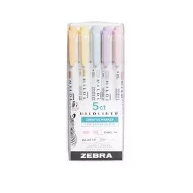  Szövegkiemelő készlet, 1,4/4 mm, kétvégű, ZEBRA "Mildliner Highlighter Gentle", 5 különböző szín